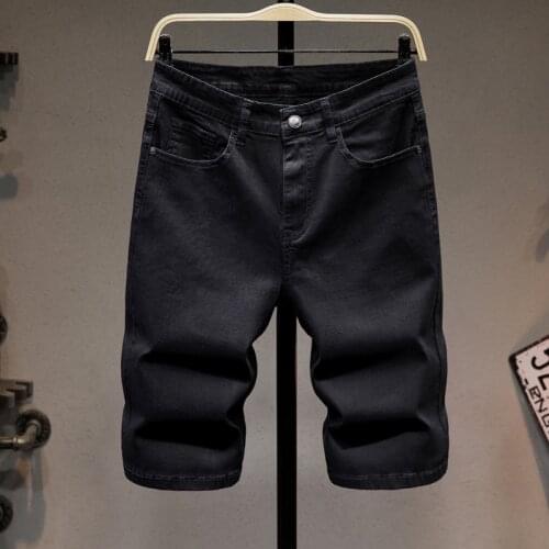 46 44 42 Plus Size Mens Denim Shorts Summer Thin Classic Black Loose Cotton Elasticity Casual Short Jeans Male Brand Clothes