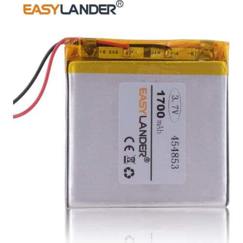10pcs /Lot 454853 1700mAh 3.7v lithium Li ion polymer rechargeable battery For GPS navigation console MP3 DVR toy common battery