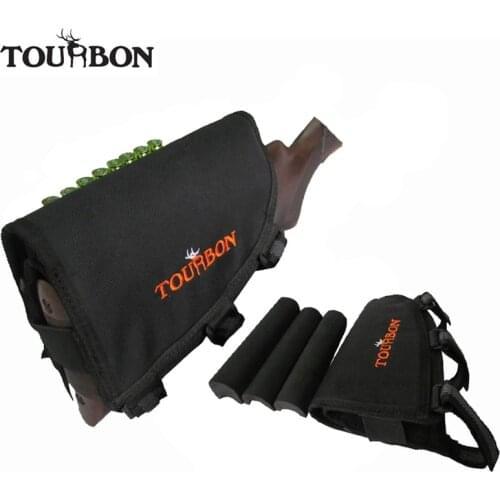 Tourbon Hunting Gun Accessories Tactical Left-Hand Shooting Butt Stock Rifle Cheek Rest Shell Pouch Safety Black Pad