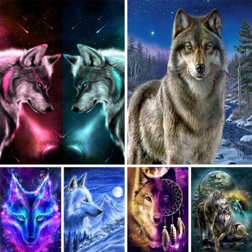 Wolf DIY 5D Diamond Painting Full Round Rhinestone Paintings Animal Diamond Embroidery Cross Stitch Home Decor Creative Works