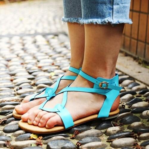 Sandals Women Flat Shoes Bandage Bohemia Leisure Lady Casual Sandals Peep-Toe Outdoor Casual Low Heels Fashion Shoes