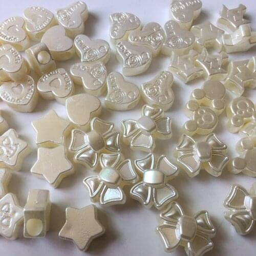 ABS Imitated Pearl beads For Jewelry Making Macroporous DIY Craft Accessories bowknot Beads Handmade Mulit Shape Meideheng