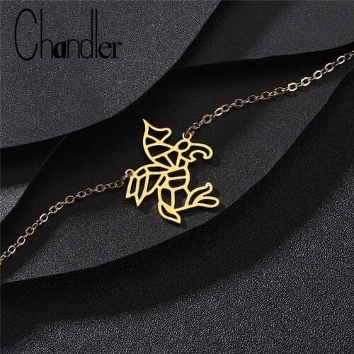 Chandler Origami Unicorn Bracelet Stainless Steel Wing Cutout Horse Chain Bracelete For Women Men Animal Drop Shipping Wholesale