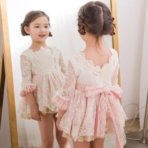 Chritening Baby Vintage Lace Palace Spanish Lolita Ball Gown Princess Dress for Girl Birthday Wedding Flower Girls Dress Gowns