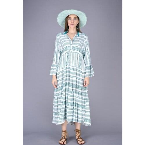 Viscose Fabric Non Sweaty Long Chic Dress 2021 New Fashion Clothing For Women Red And Green With 2 Different Color Options