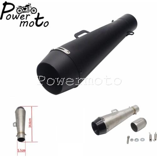 38mm-51mm Black/Chrome Motocycle Cafe Racer Exhaust Muffler Pipe Universal Tail Tube Silence For Honda Harley Yamaha Kawasaki