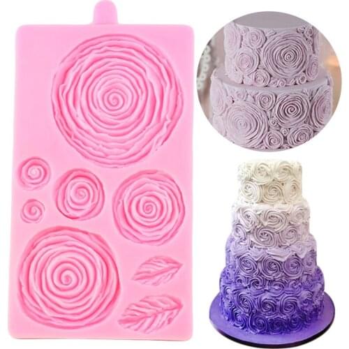 Ruffled Rose Flower Silicone Cake Border Fondant Molds DIY Wedding Cake Decorating Tools Cupcake Candy Chocolate Gumpaste Moulds