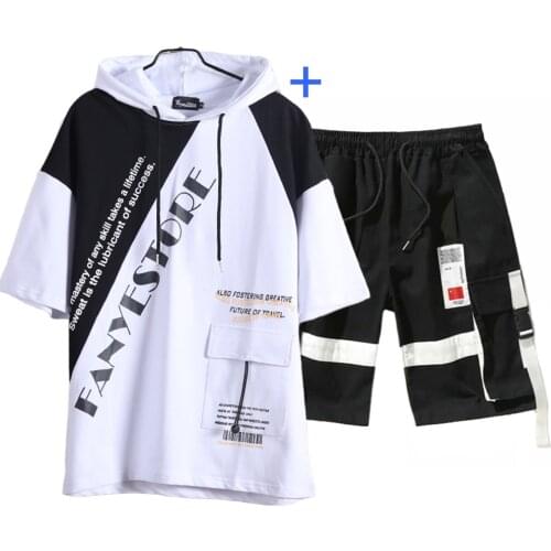 Mens Sets Korean Fashion Men Clothing Jogging Hooded Tracksuit Men Sets Casual Streetwear 2 piece sets Sports Short Suit Men