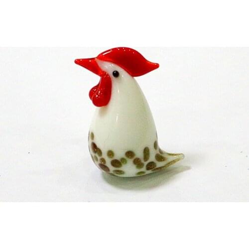 Mini Glass Chicken Figurine Japan Style Colorful Cute Poultry Animal Cock Craft Ornaments Easter Garden Home Decor Small Statue