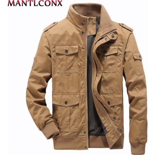 MANTLCONX 2020 Military Jacket Mens Autumn Jacket Coat Pilot Jackets Male Casual Multi Pocket Cargo Jacket Mens Outwear 5XL 6XL