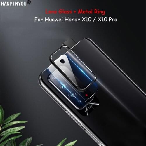 For Huawei Honor X10 / Pro 6.63" Back Camera Metal Circle Ring Cover + Soft Ultra Thin Lens Tempered Glass Film Protector Guard
