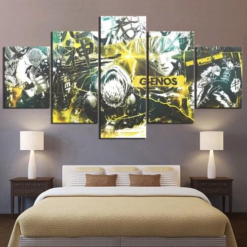 Home Decor Modular Canvas Painting Picture 5 Piece One Punch Man Genos Anime Poster Canvas Wall For Home Canvas Wholesale