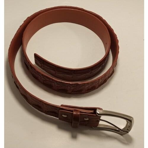 Men Genuine Leather Golden Tan Belt Vintage Metal Buckle 2021 New Fashion Waistband Natural Crocodile Skin Luxury Business