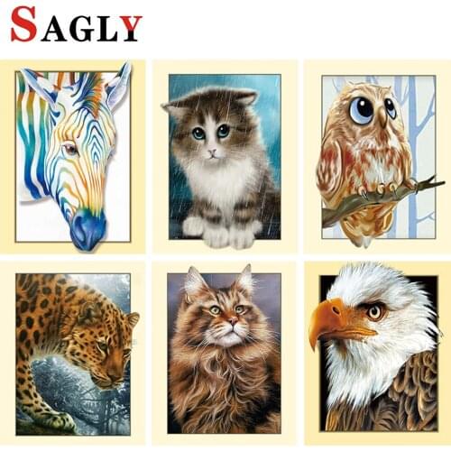 5D DIY diamond painting animal full square/round diamond embroidery kit mosaic picture cross stitch mosaic rhinestone decoration