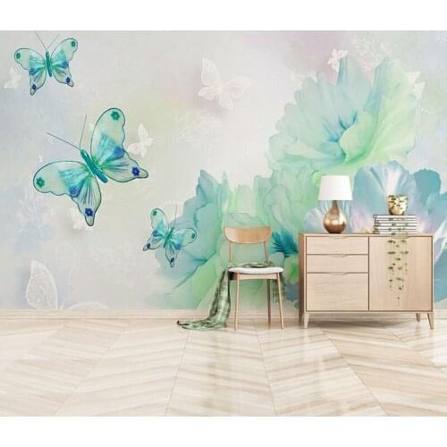 Bacal 3D Blue Butterfly colorful Flower Wallpaper Art Wall Mural Living Room paper Wall Mural abstract Wallpaper for Kid room