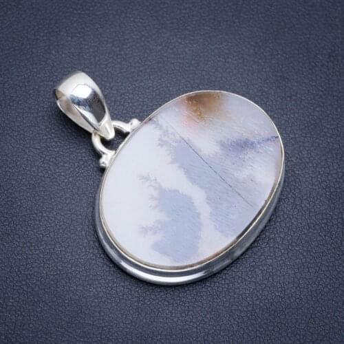 Natural Scenic Dendritic Agate Handmade Unique 925 Sterling Silver Pendant 1.5" A1809
