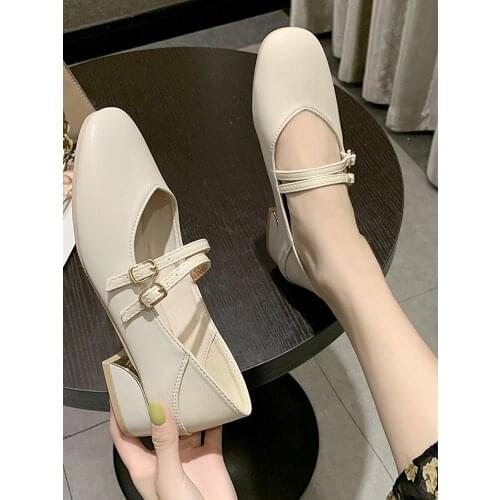 2021 spring and autumn new womens fashion all-match square toe shoes fairy pumps