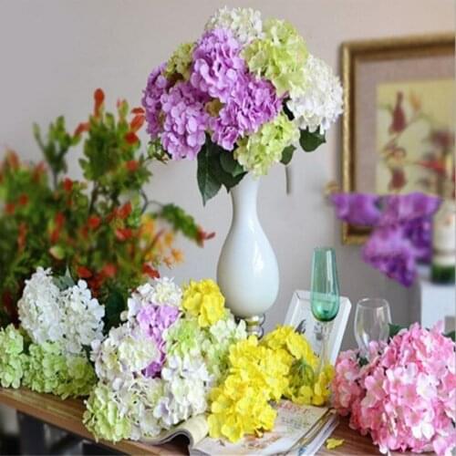 New Arrival 1pcs 6 heads rural style Artifical Silk flower hydrangea Wedding Decorative Simation Flowers 7 colour Free shipping