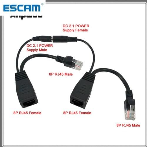 New POE Adapter cable RJ45 Injector Splitter Kit Tape Screened Passive Power Over Ethernet 12-48v Synthesizer Separator Combiner