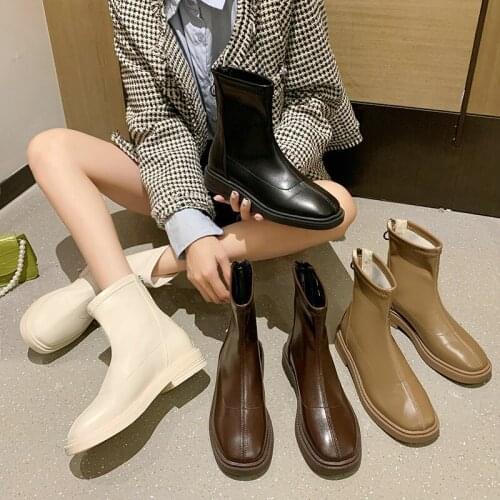 2021 Autumn Real Soft Leather Thin Martin Boots Ins Single Boots Mid-tube Short Boots Women