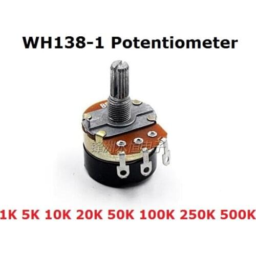 5PCS Potentiometer WH138-1 10K 1K 5K 20K 50K 100K 250K 500K with switch potentiometer B20K B50K B100K B250K B500K B1K B5K B10K
