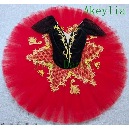 Adult Professional Ballet Tutus Red Black Don Quixote Performance Tutu Skirt Pancake Women Classical Ballet Stage Costume Dress