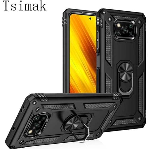 Poco X3 Pro Case Shockproof Armor Ring Stand Holder Back Coque Cover For Xiaomi Pocophone Poco X3 NFC F3 F2 M3 Pro Phone Case