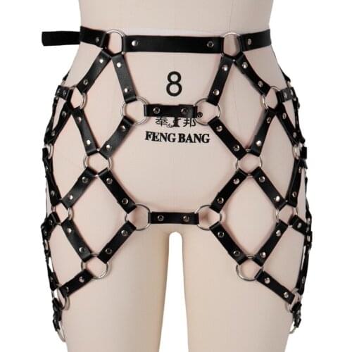Sexy Body Harness Cage Lingerie Waist Belt Punk Goth Leather Erotic Caged Dress Hollow Out Bondage Suspender Club Rave Fetish