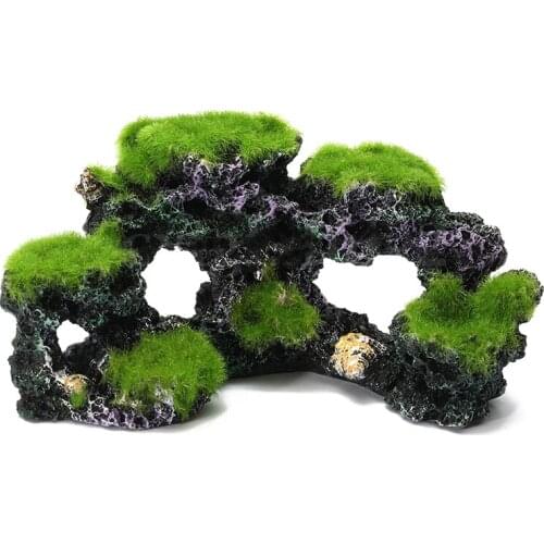 Resin Aquarium Coral Reef Moss Rock Fish Tank Marine Island Ornament Cave Decor