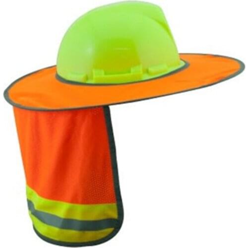 Full Brim Sun Shade Orange/Yellow Sunhat Durable Sunshield Mesh with Reflective Strip for the Safety Health of Welders