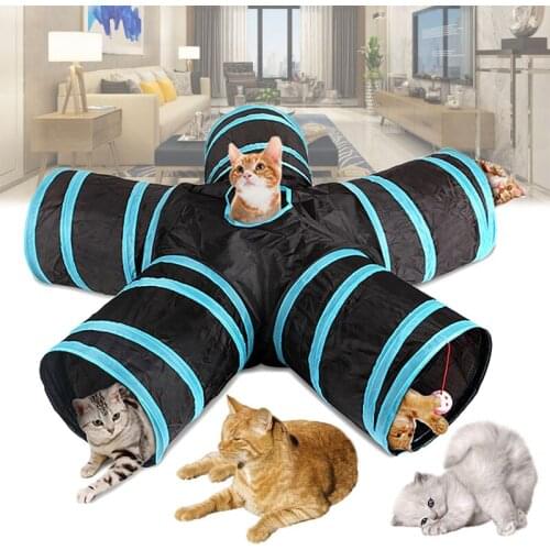 5 Holes Foldable Pet Cat Tunnel Indoor Outdoor Pet Training Interactive Toy for Cats Rabbit Animal Play Tunnel Tube Products