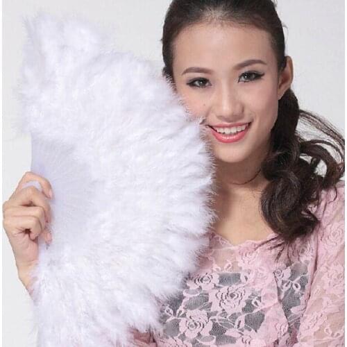 Feather Fan Show Girl Dance Fans Chinese Elegant Folding Feather Hand Fan Wedding Decoration Plactic Hand Fan Honorable Vintage