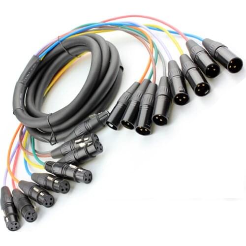 High quality 8 Channel 3 Pin XLR Snake Cable Male to Female Extension Audio Cord M/F