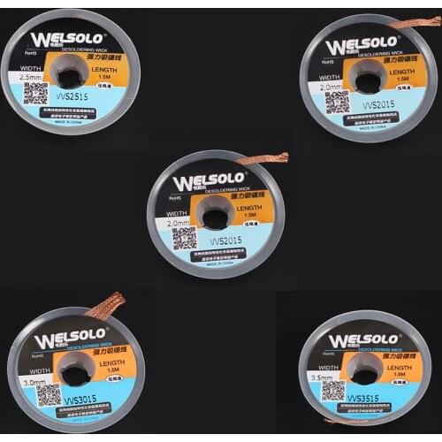 WELSOLO 5pcs/lot WS1515/2015/2515/3015/3515 Powerful Desoldering wick for Soldering Accessory solder remover