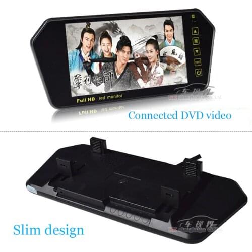 Latest High resolution Full HD 7" Car TFT LCD 1024 x 600 Monitor Rear View Mirror For Backup Camera or DVD navigator