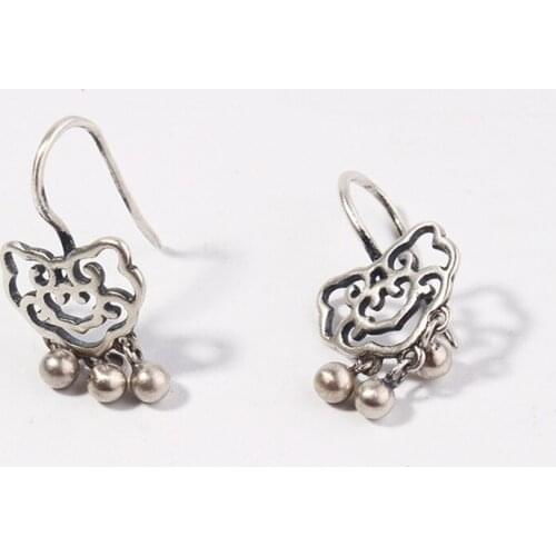 Womens Earrings Retro Silver Longevity Lock Earrings 2021 Fashion Earrings Female Accessories Girls Party Gifts
