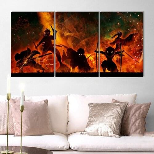 3 Pcs Demon Slayer Canvas Paintings Kimetsu No Yaiba Wall Art Anime Prints Modern Modular Poster Pictures for Bedroom Home Decor