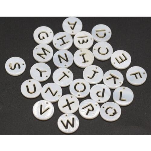 5PC White Capital A-Z Mother Of Pearl Shell Beads Natural MOP Seashell Letter Pendant DIY Charm Necklace Bracelet Jewelry Making