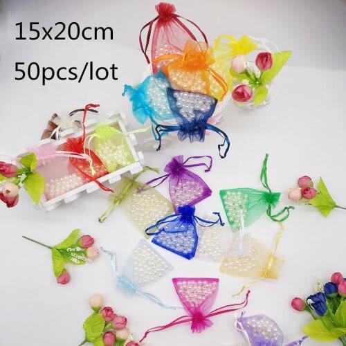 50pcs 15x20 Organza Bags Wedding Packaging For Jewelry Packaging Display Pouch Jewellery Bag Pouches Organza Jewelry Bags Pouch