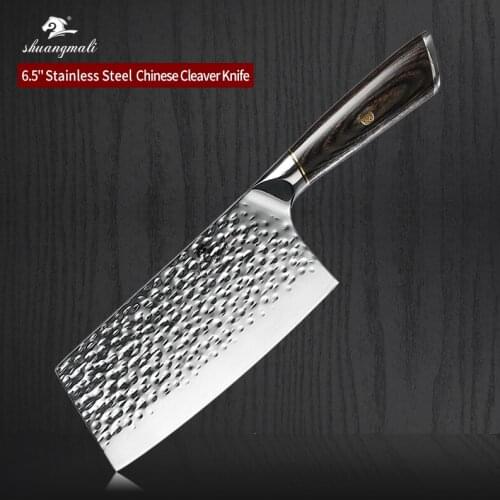 6.5Inch Chinese Kitchen Chef Knife 5Cr15 Forged Stainless Steel Utility Cleaver Chef Knives Slicing Vegetable Chinese Chef Knife