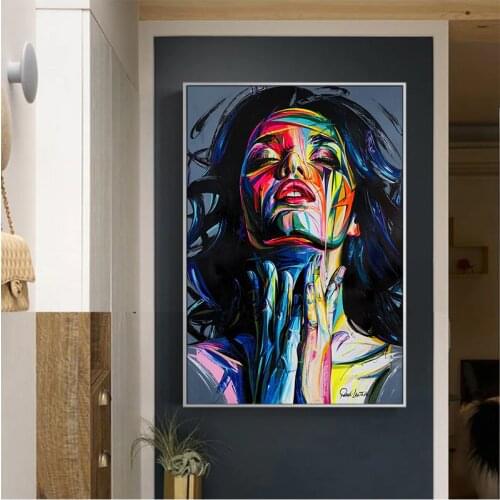 MUTU Wall Art Poster Face Oil Painting Francoise Sty Color DH Canvas Prints Abstract Canvas Paintings Picture For Living Room