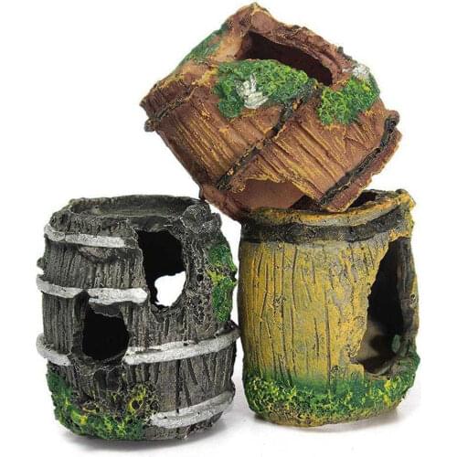 Aquarium Equipment Accessorie Crafts Artificial Antique Barrels Glass Fish Tank Landscaping Decoration Resin Fish Ornaments 30g