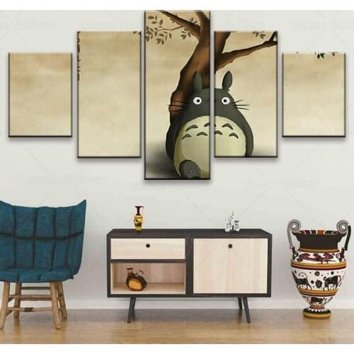 Anime Miyazaki Hayao Tonari no Totoro 5 panel Canvas painting movie poster and Prints Canvas Painting Clear Image