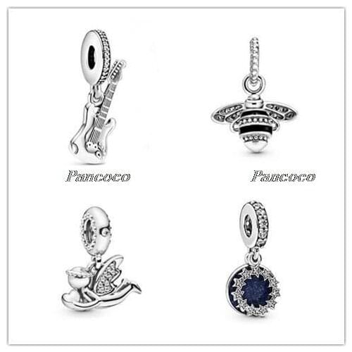 925 Sterling Silver Charm Vintage Inspirational Stars Dangle Charm Beads Fit Pandora Bracelet & Necklace Jewelry