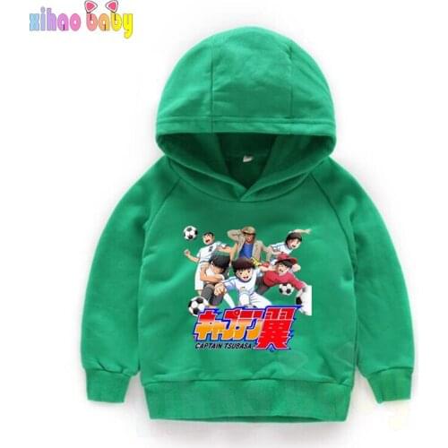 Children Long Sleeves T-Shirts For Boys Girls Captain Tsubasa Print Sweatshirts Kids Anime Baby Boy Hoodies White Tops 2-15 Yrs