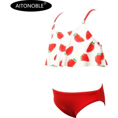 Aitonoble 2021 New Collection Kids Rash Guard Years 2-10 Girls Swimwear Teenagers 2 Pieces Diving Suit Rashguard for Girls