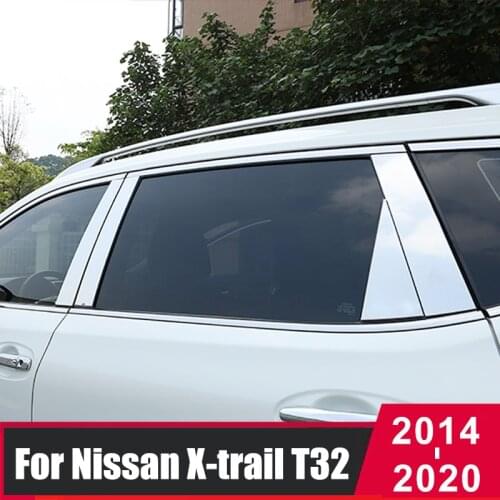 For Nissan X-trail X trail T32 2014-2018 2019 2020 Stainless steel Car Window Pillar Post Cover Strip Trim Sticker Accessories