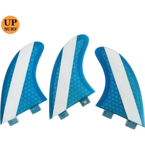 Double Tabs thruster fins S Size Fiberglass fins White With Blue color Fins Surfboard Fin surfboard accessories Double Tabs Fins