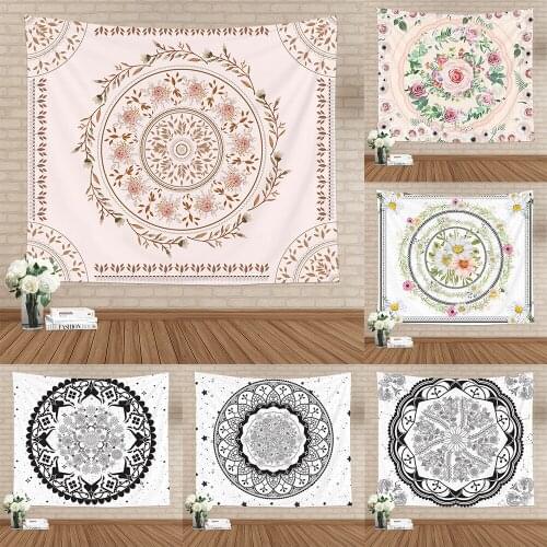 Ins Tapestry Mandala Scandinavian Style Wall Decoration Living Room Study Shoot Background Fabric Wreath Picnic Mat Polyester