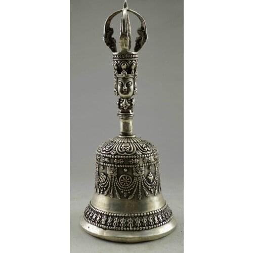 Chinas Tibet silver buddhist sculpture of Buddha exorcism clock multiplier